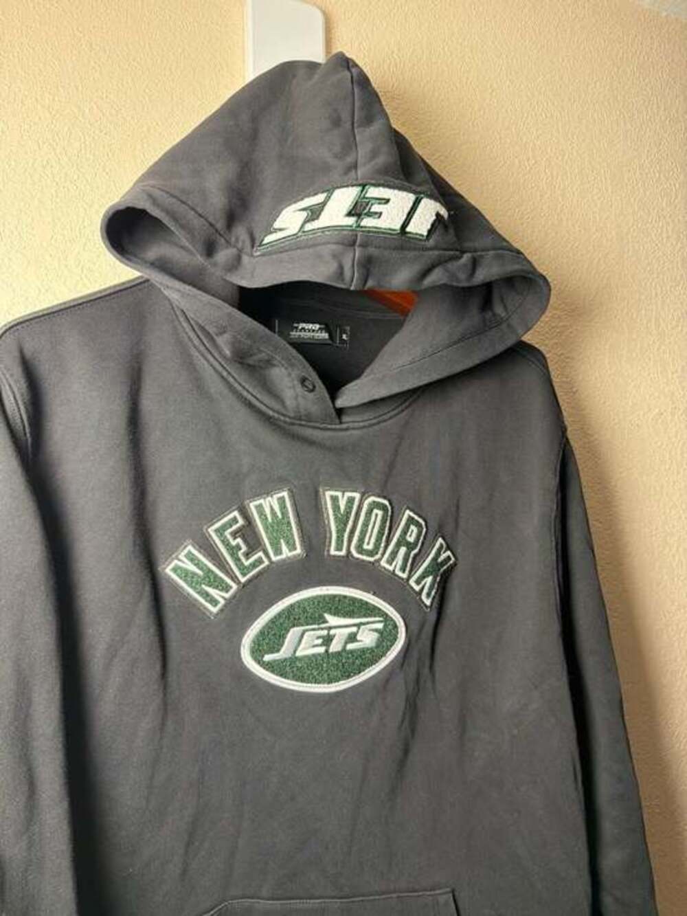 Pro Standard NFL New York Jets Black‎ Pullover Hoodie with Chenille Patches XL